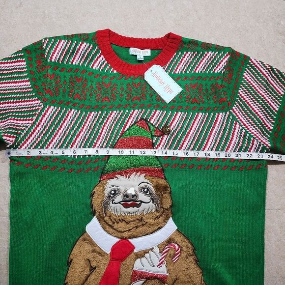 Holiday Dad Sloth Christmas Long Sleeve Pullover Mens Sloth #8 - Picture 4 of 6
